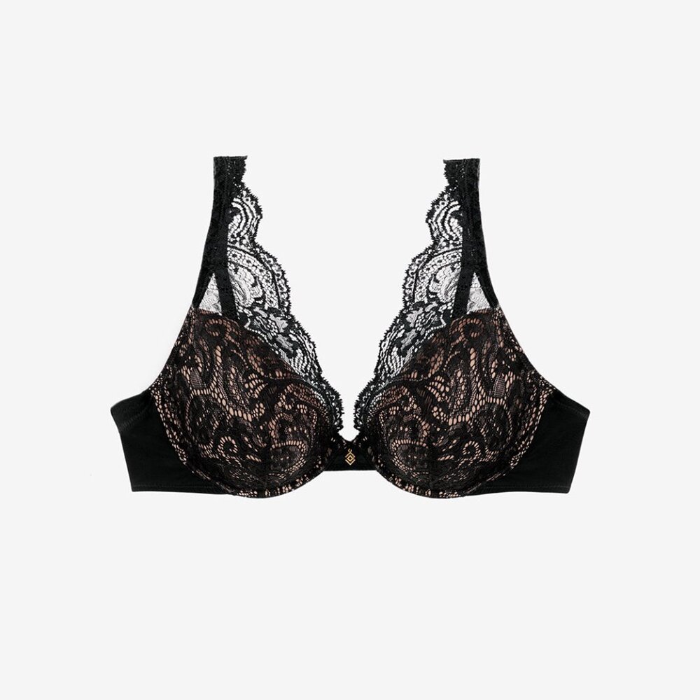 ThirdLove Lace Contour Plunge Bra Size 34C½ black